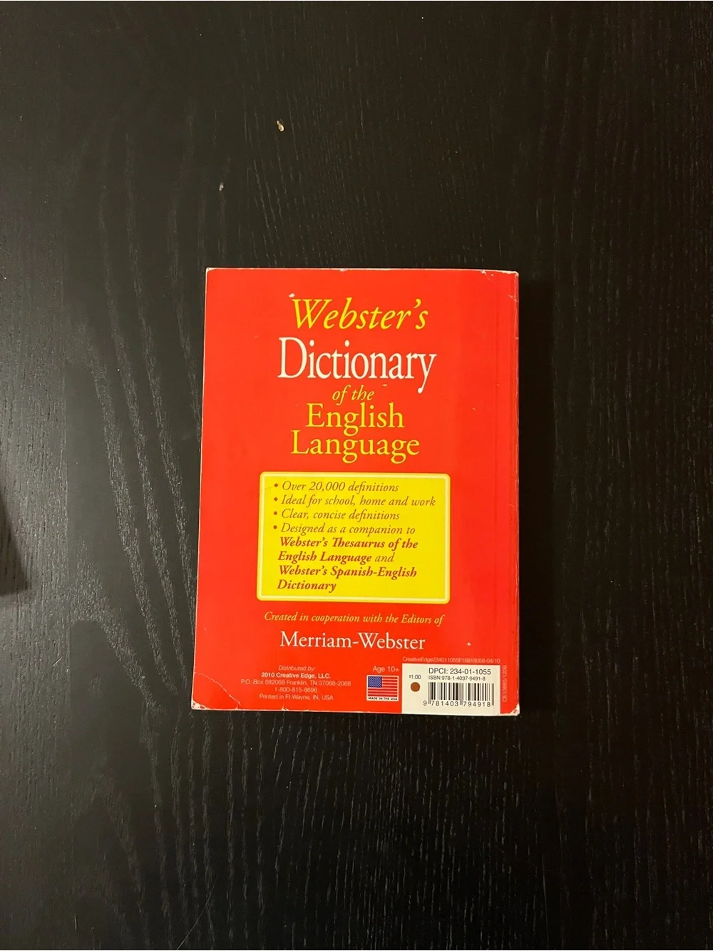 Merriam Webster English Language Dictionary Red Paperback Book 📚